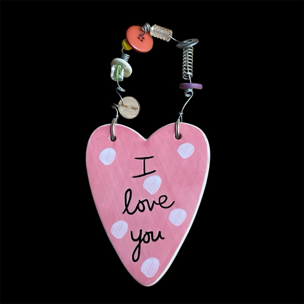Vintage Sandra Magsamen for Silvestri Hand Crafted I Love You Plaque or Ornament